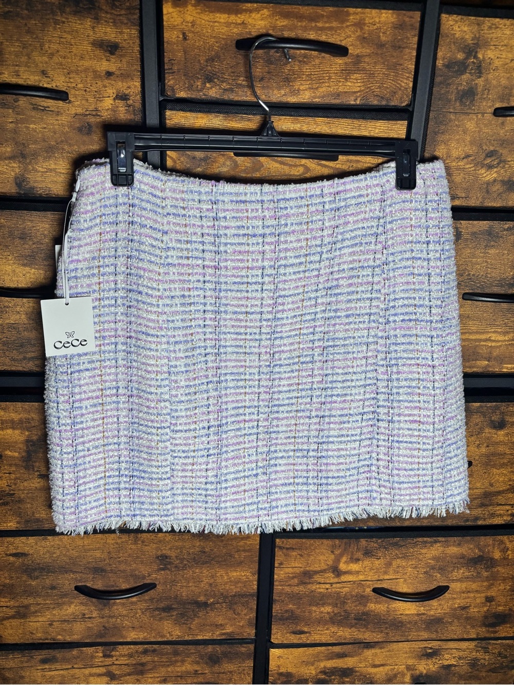CeCe Lavender Tweed Mini Skirt with Pastel Accents NWT 12 - Picture 2 of 12